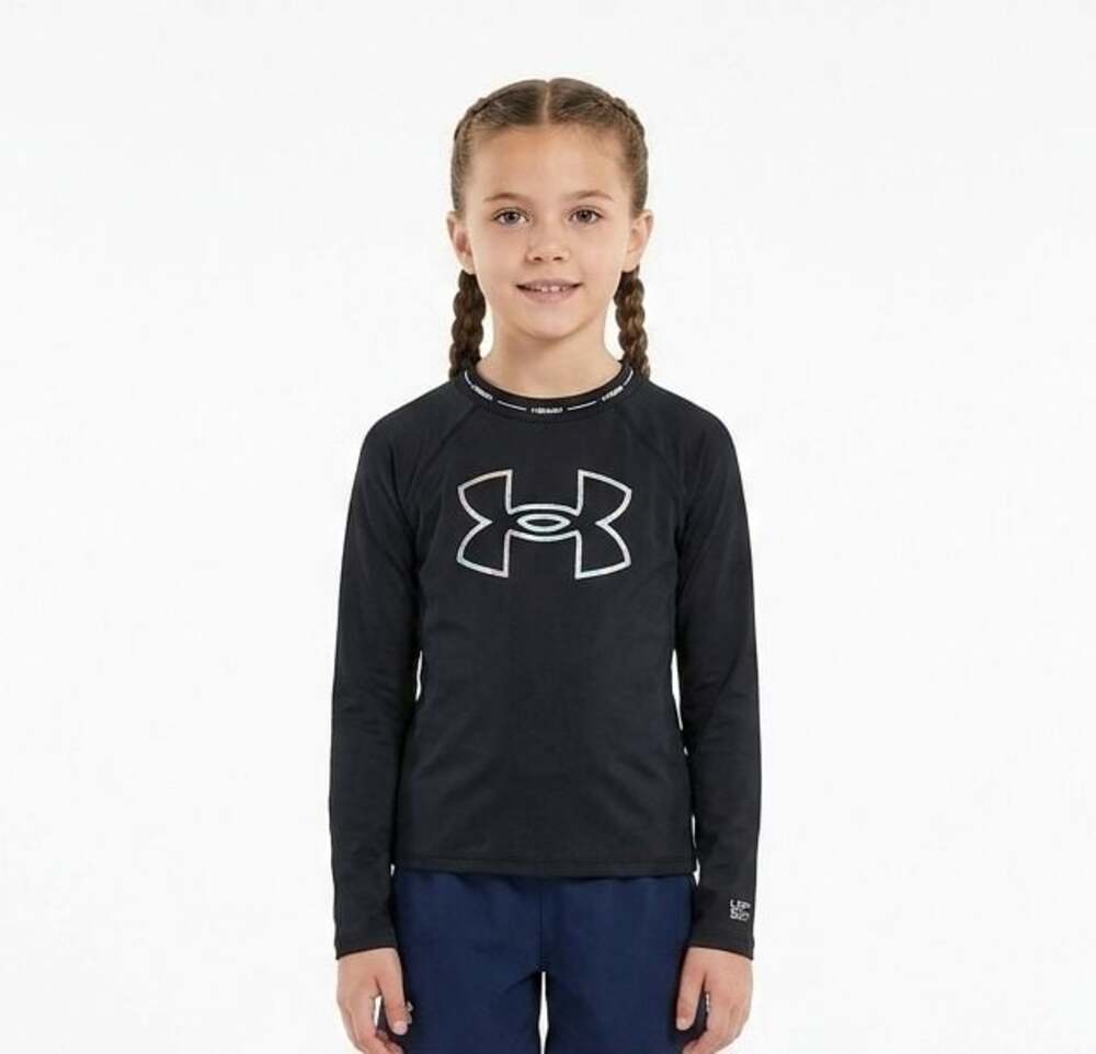 Under Armour Rashguard Girls Size 8 Long Sleeve Swim Shirt UPF 50 Sun Protection